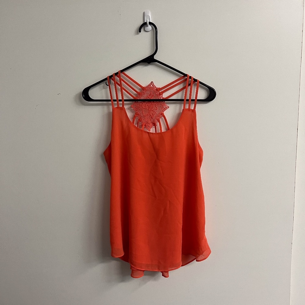 Coral Chiffon Strappy Tank Top